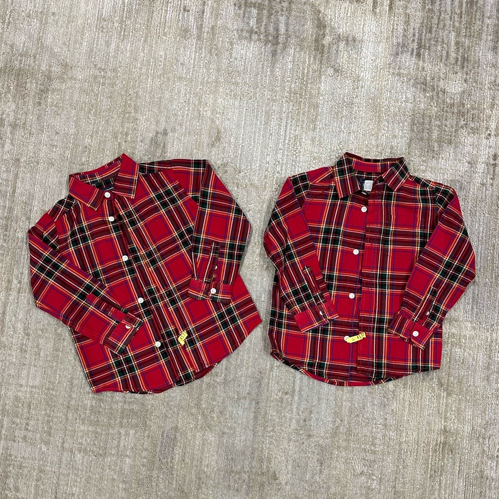Childrens Place Christmas Plaid Boys Dress Shirts Size 4T